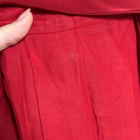 VTG Anthropologie Maeve Silk/Cotton Red Tie Back Knee Length Dress - Picture 4 of 6